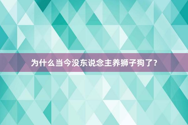 为什么当今没东说念主养狮子狗了？